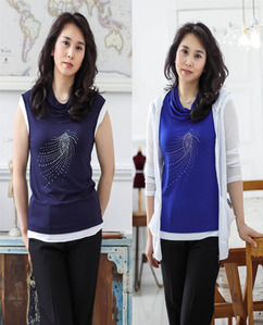 여자 T셔츠 터틀넥T(곤색,파랑)